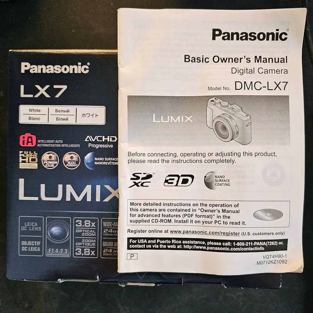 Panasonic Lumix DMC-LX7, EUC, incl. OEM leather Panasonic case, strap, SD card
